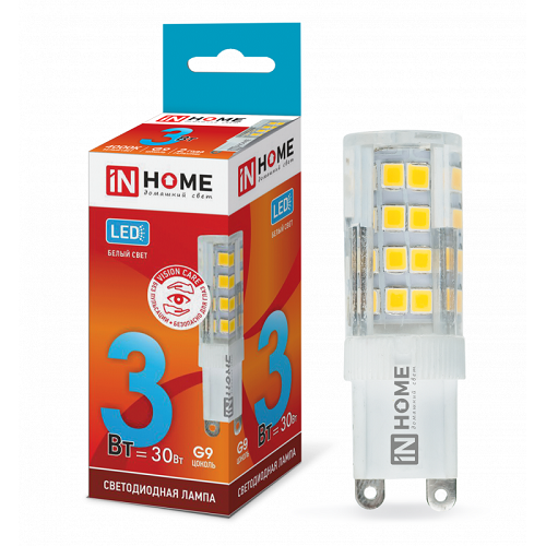 Лампа светодиодная InHome LED-JCD-VC 3Вт 230В G9 3000K фото Лампа светодиодная InHome LED-JCD-VC 3Вт 230В G9 3000K картинка